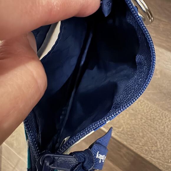 Vera Bradley Zip ID Case Womens Blue Gray Floral Key Ring Wallet Coin Purse NWT - Picture 5 of 7